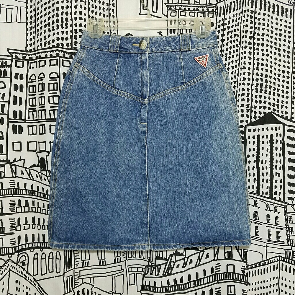 Vintage 80's GUESS Denim High Waisted Pencil Skirt